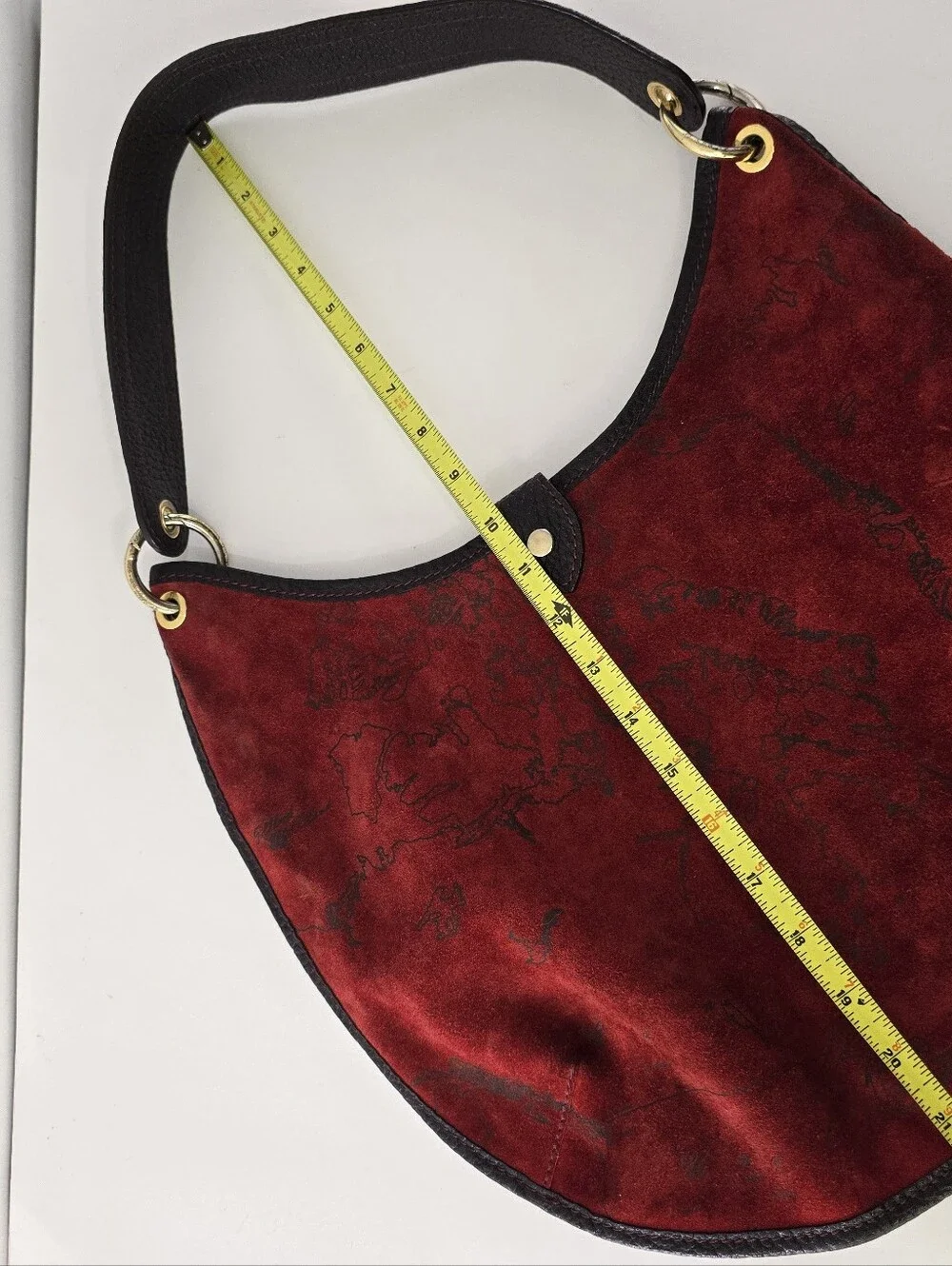 Alviero Martini 1a Prima Classe Bolso Primera Clase Suede Map Print Leather Hobo